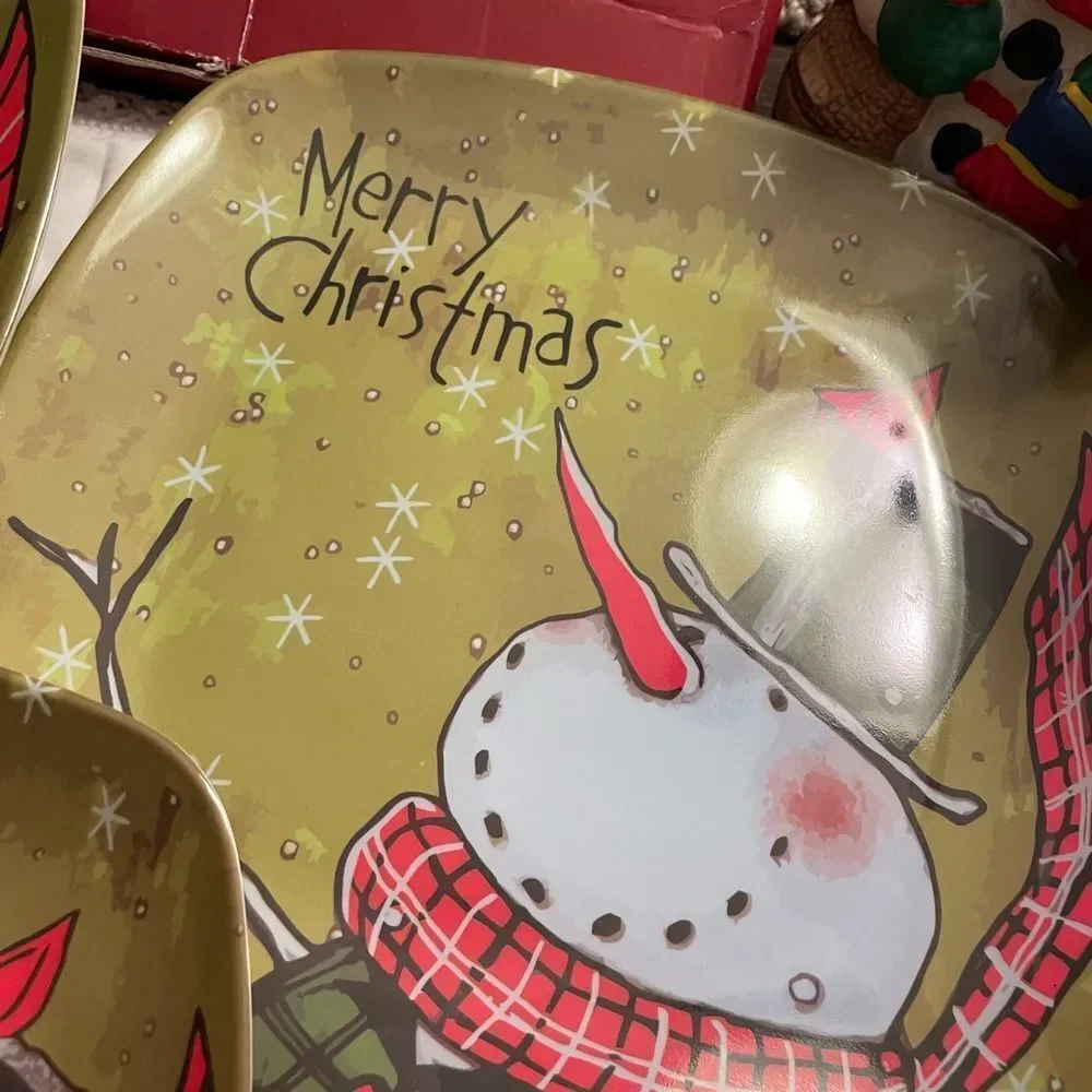 Snowman Christmas Plates Melamine Ceramic Wind Up Vintage Snowman Pier 1 Wine